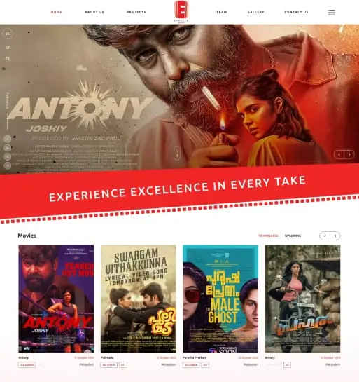 Web Design and Dev for Film Production project showcase